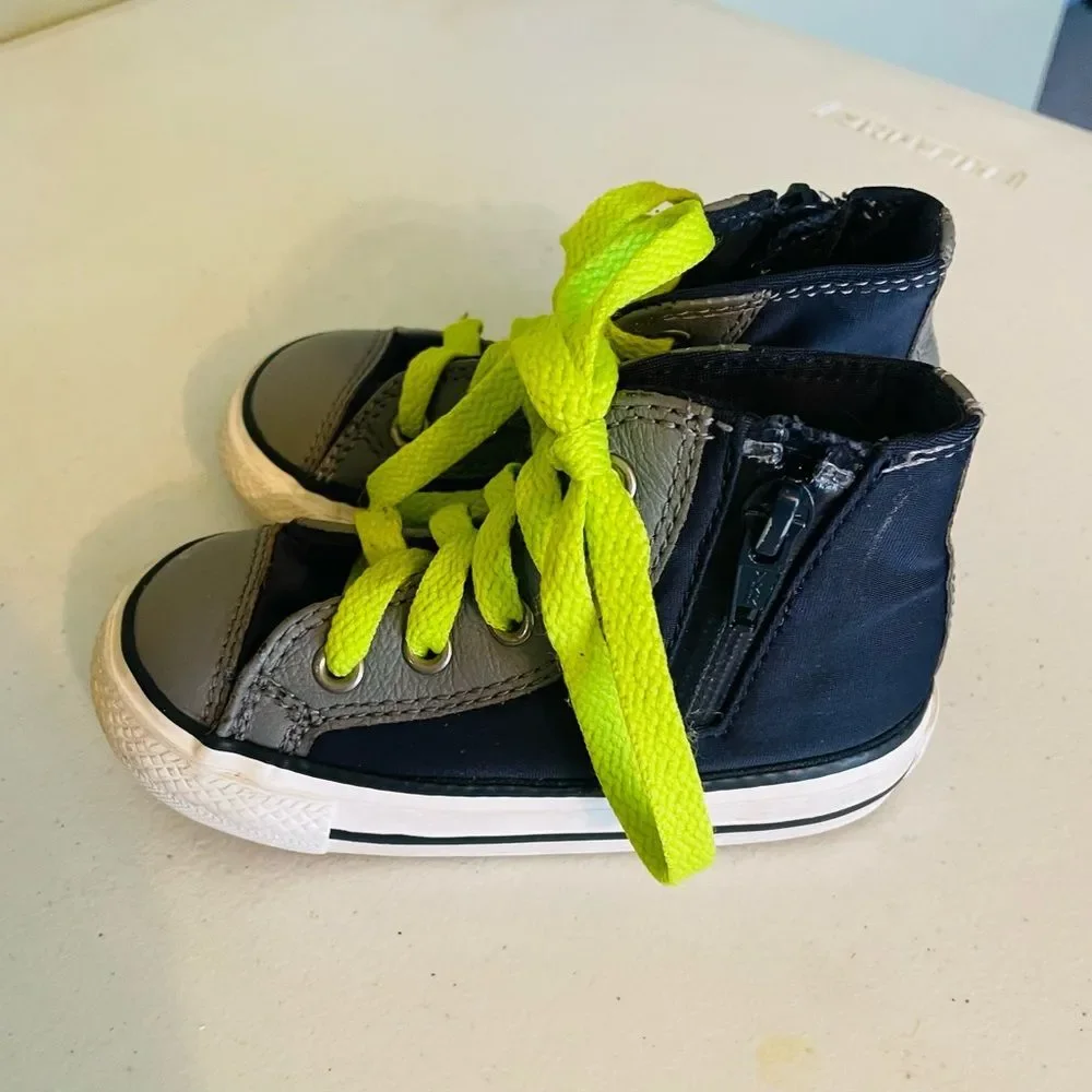 Converse Toddler CTAS black grey chucks Side Zip High-Top Sneakers-Size 6 shoes